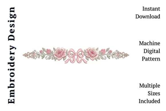 Floral Bow Border: Elegant Embroidery for Gifts