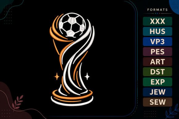 World Soccer Cup Trophy Sport: Elegant Embroidery